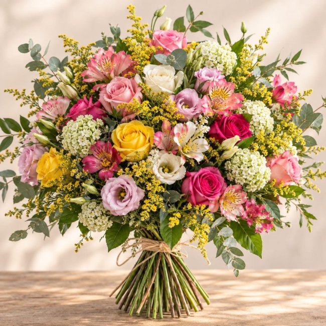 Bonheur Enchanté - Grand Bouquet Rond Multicolore
