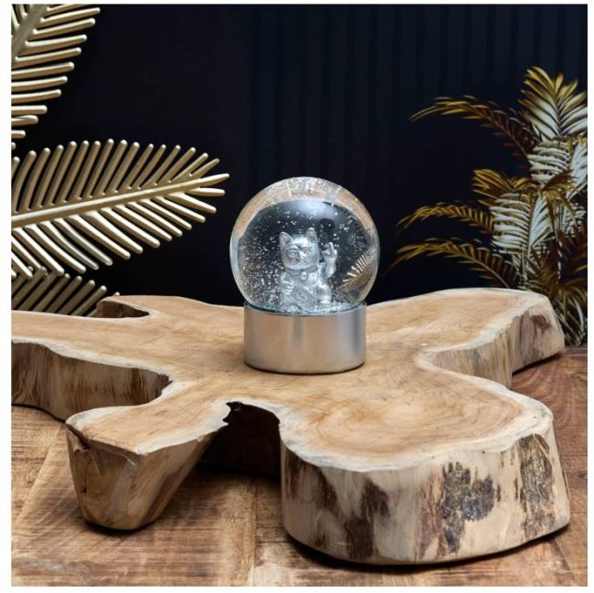 Boule à neige chat F*ck You argent – Déco insolente - Mycrazystuff