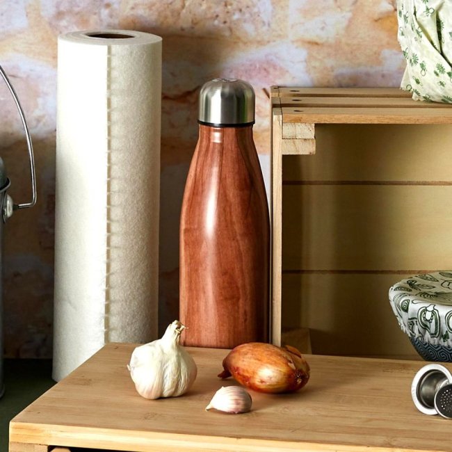 Bouteille isotherme effet bois