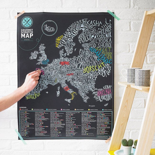 Carte d'Europe à gratter pour les gourmets