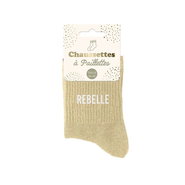 Chaussettes beiges paillettes 