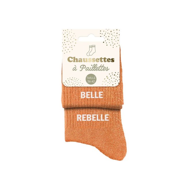 Chaussettes Belle et Rebelle à paillettes – Cadeau fun et affirmé - Mycrazystuff