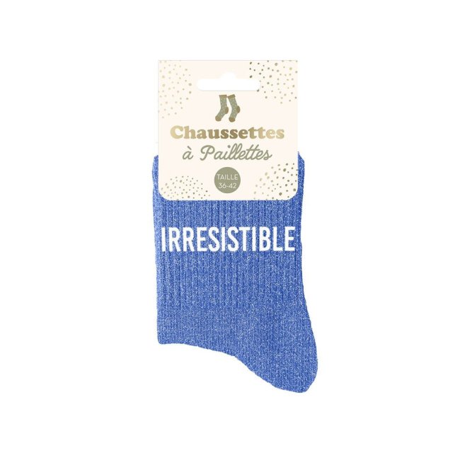 Chaussettes Bleues à Paillettes Argentées 