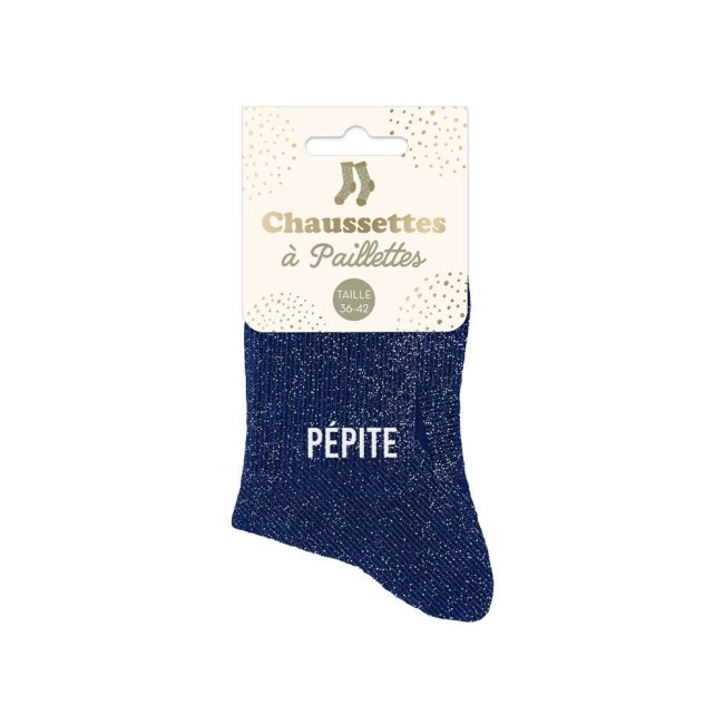 Chaussettes bleues à paillettes argentées 
