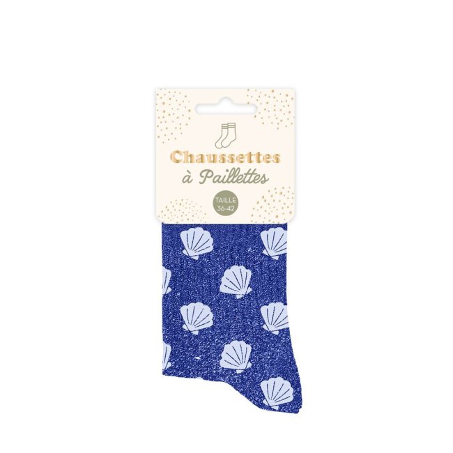 Chaussettes Coquillage à paillettes – Cadeau fun esprit été - Mycrazystuff