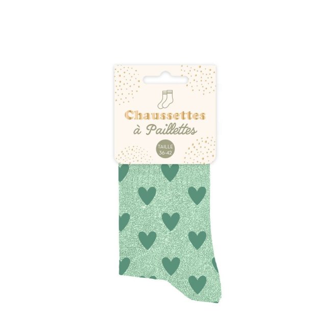 Chaussettes courtes menthe paillettes 