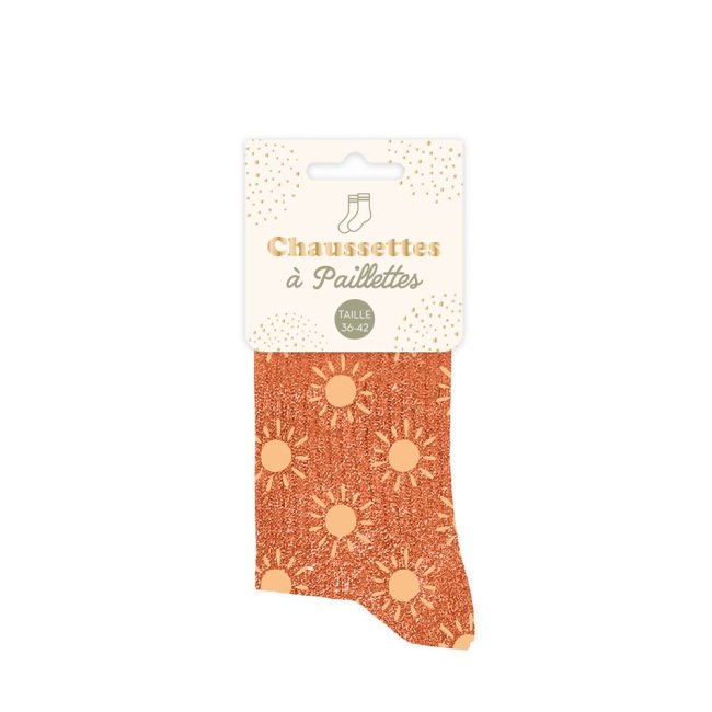 Chaussettes courtes oranges paillettes 