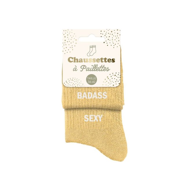 Chaussettes duo beiges paillettes 