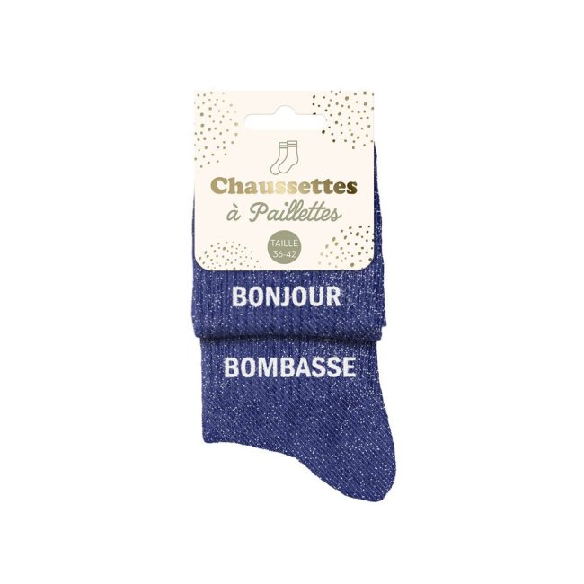 Chaussettes duo bleues paillettes 
