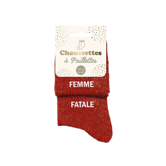 Chaussettes duo rouges paillettes 