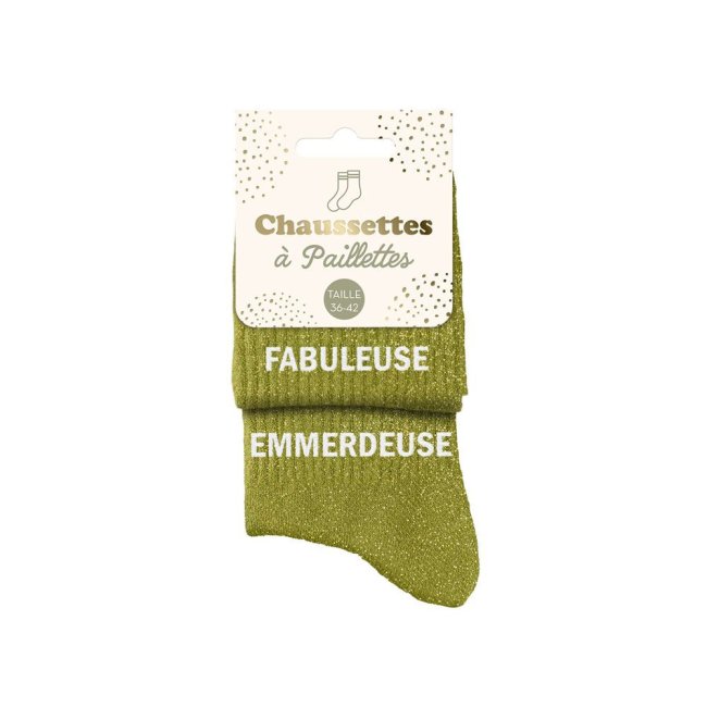 Chaussettes duo vertes paillettes 