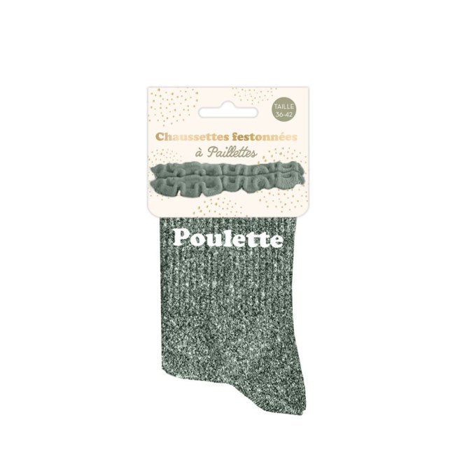 Chaussettes feston courtes paillettes vertes 