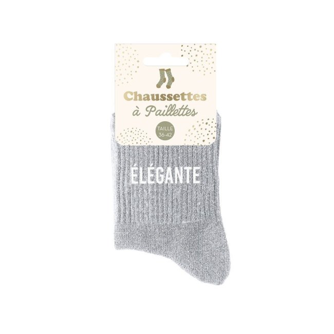 Chaussettes grises à paillettes 