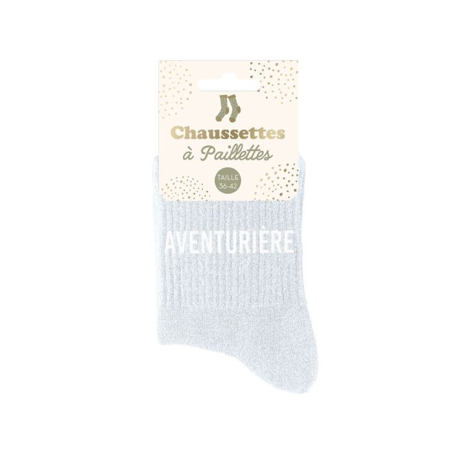 Chaussettes grises paillettes 