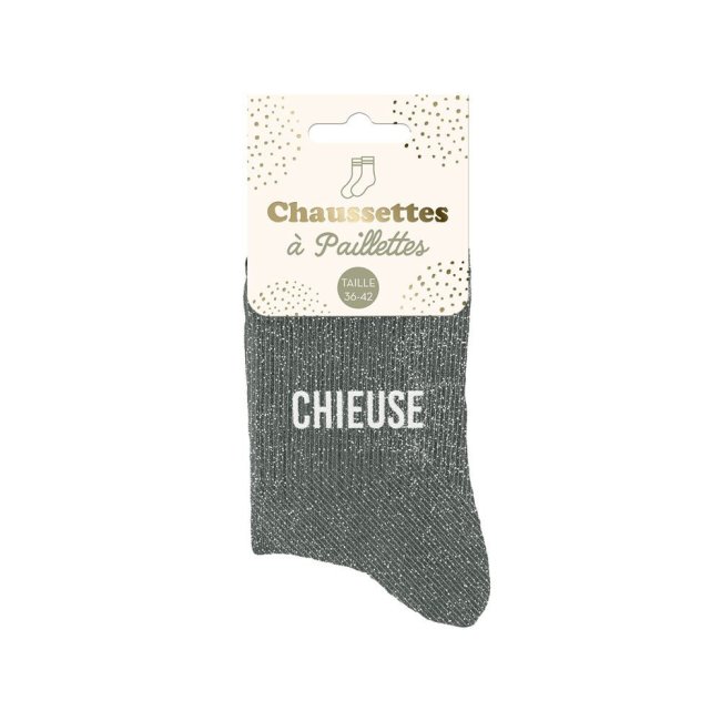 Chaussettes grises paillettes 