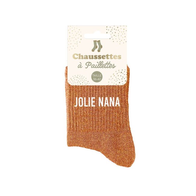 Chaussettes marrons paillettes 