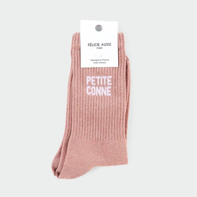 Chaussettes Petit Conne roses à paillettes