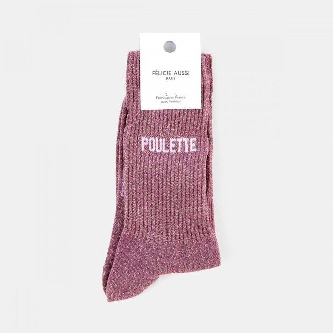 Chaussettes poulette roses à paillettes