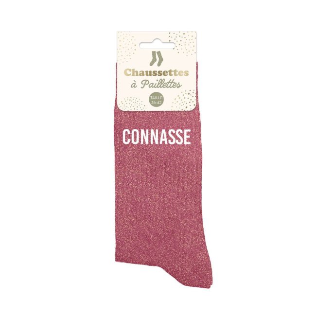 Chaussettes rose à paillettes connasse