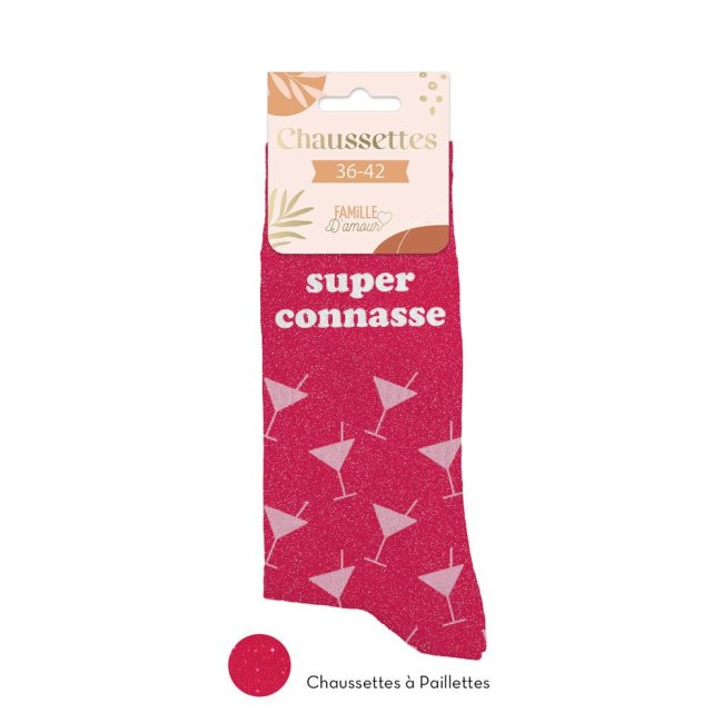 Chaussettes Roses à Paillettes Dorées 
