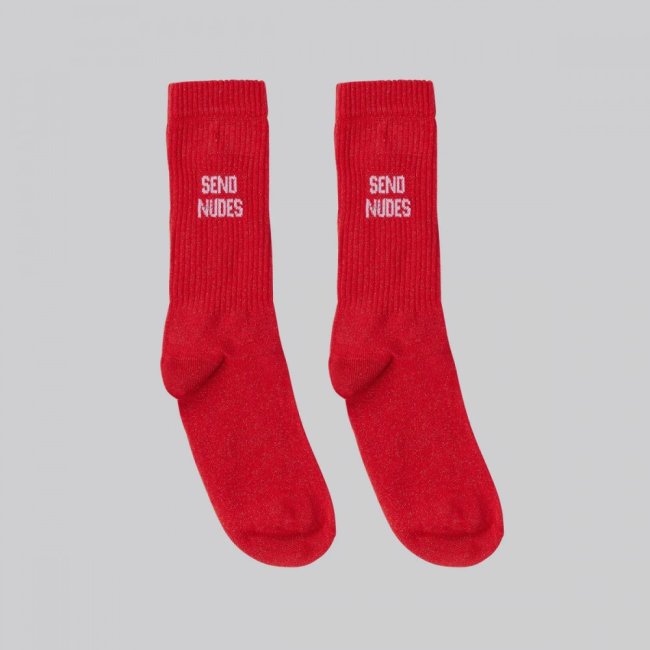 Chaussettes Send Nudes rouges à paillettes