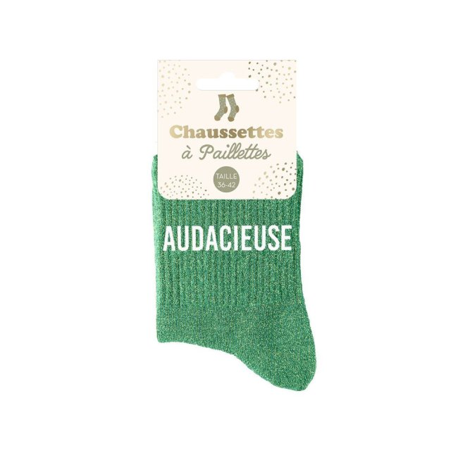 Chaussettes vertes paillettes 