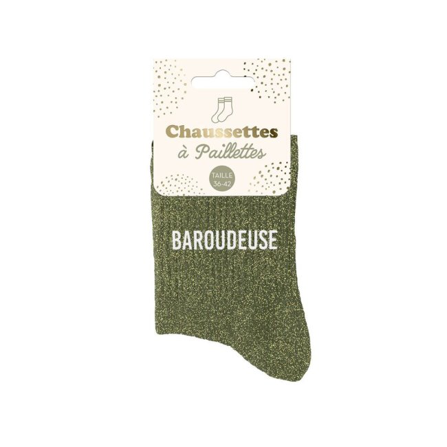 Chaussettes vertes paillettes 