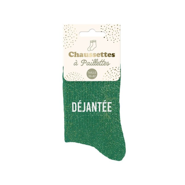Chaussettes vertes paillettes 