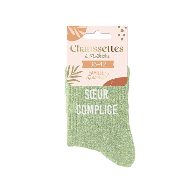 Chaussettes vertes paillettes 