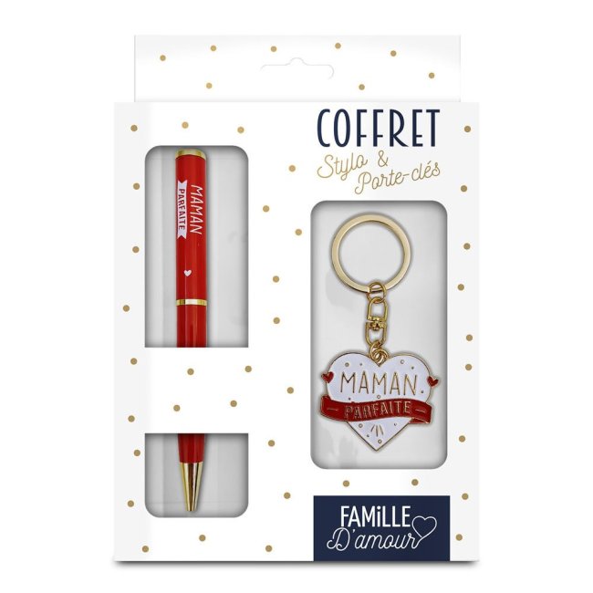 Coffret stylo et porte-clés maman parfaite