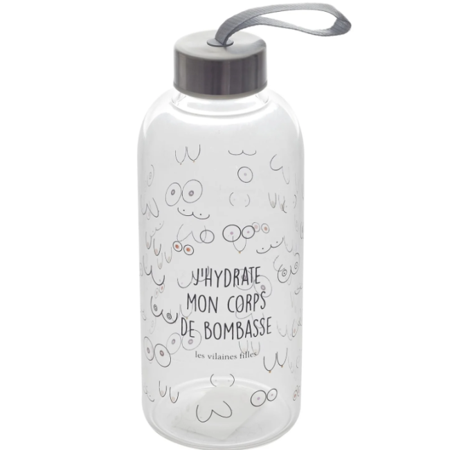 Gourde en verre “J’hydrate mon corps” – Bouteille humour réutilisable - Mycrazystuff