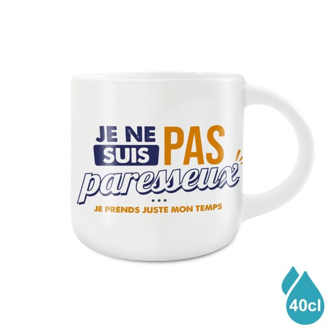 Grand Mug Céramique Blanc Je ne suis pas paresseux