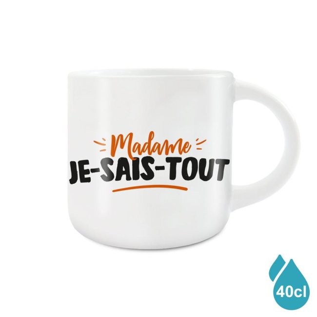 Grand Mug Céramique Blanc Madame Je Sais Tout
