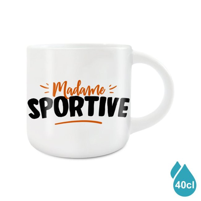 Grand Mug Céramique Blanc Madame Sportive