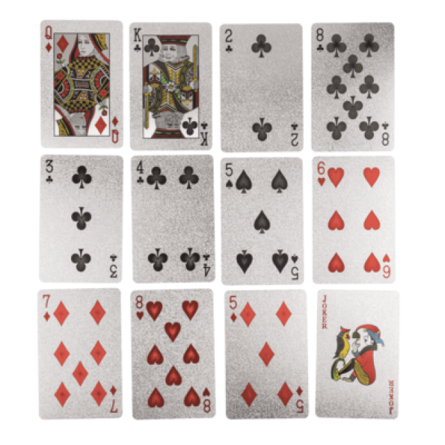 Jeu de 54 cartes à jouer deluxe argent