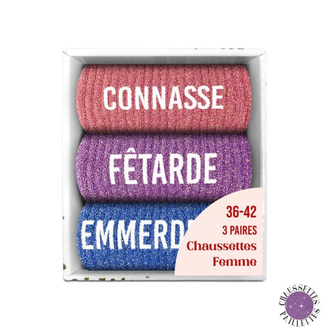 Lot 3 paires de chaussettes paillettes 