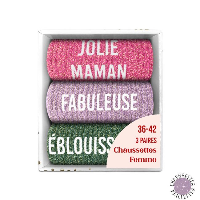 Lot 3 paires de chaussettes paillettes 