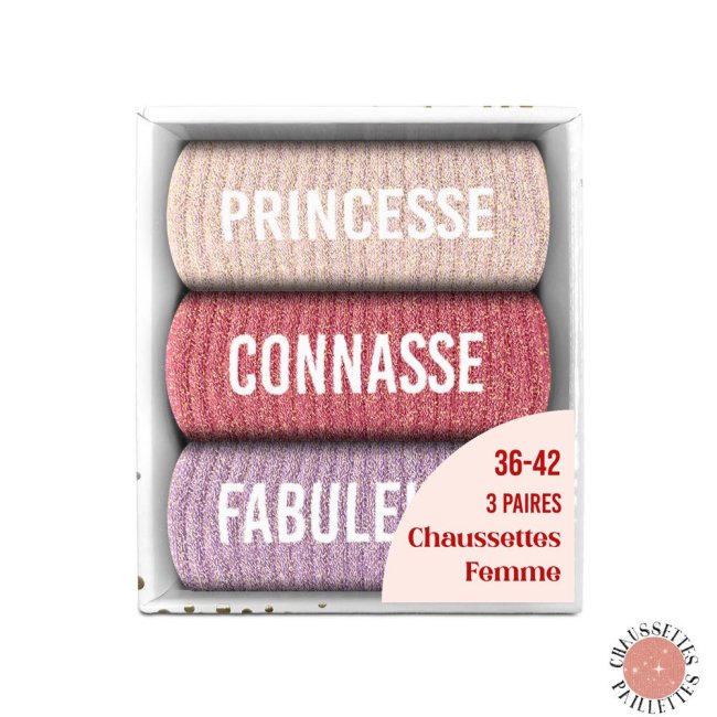 Lot 3 paires de chaussettes paillettes 