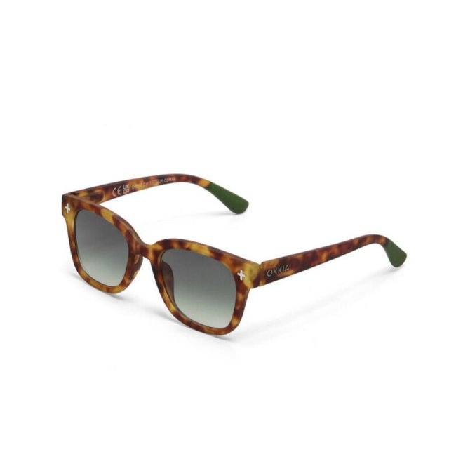 Lunettes de soleil Giovanni Sahara Havana verres verts Okkia UV400 rétro tendance