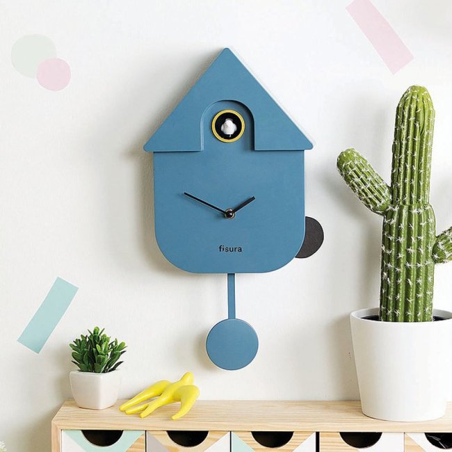 Pendule coucou design bleue