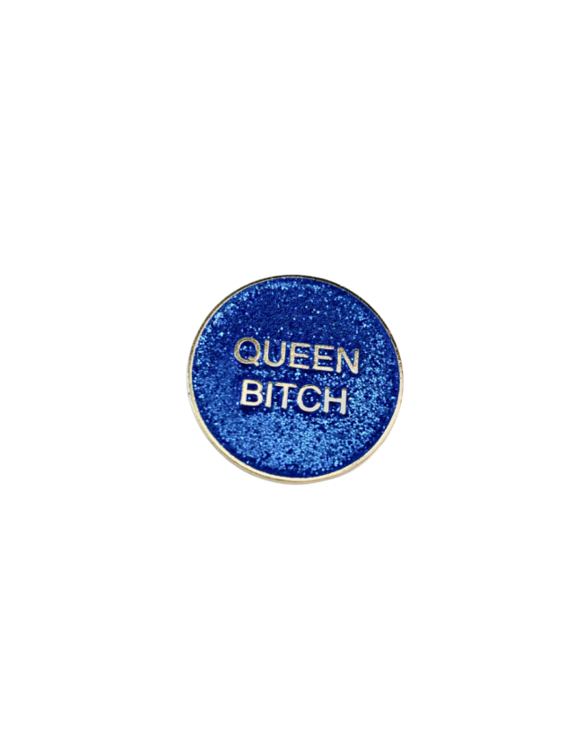Pin's à paillettes doré et bleu 