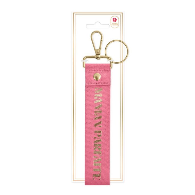 Porte clés lanière maman parfaite rose