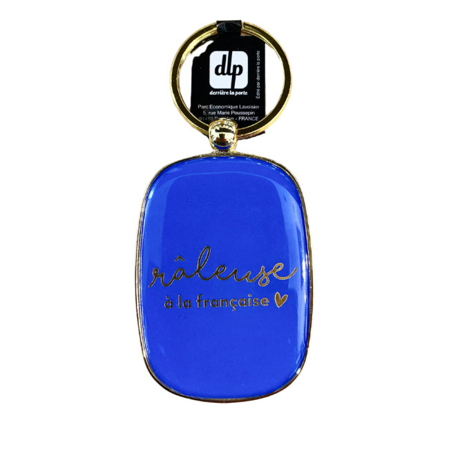 Porte-clés métal bleu Râleuse à la française