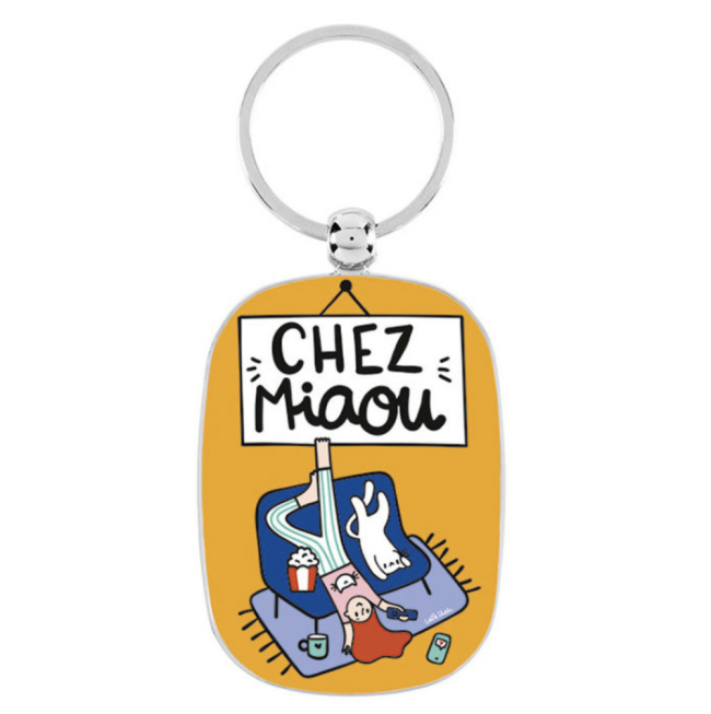 Porte-clés métal Chez Miaou