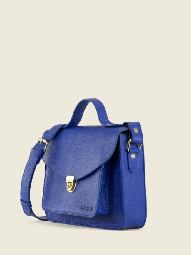 Sac bandoulière cuir femme Mademoiselle George bleu azur - Holala