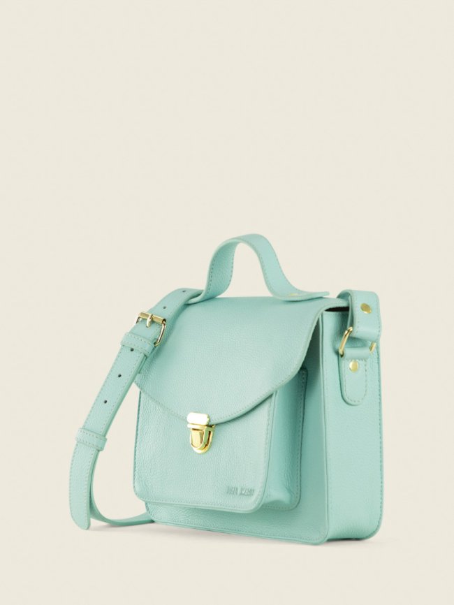 Sac bandoulière cuir femme Mademoiselle George bleu ciel - Holala