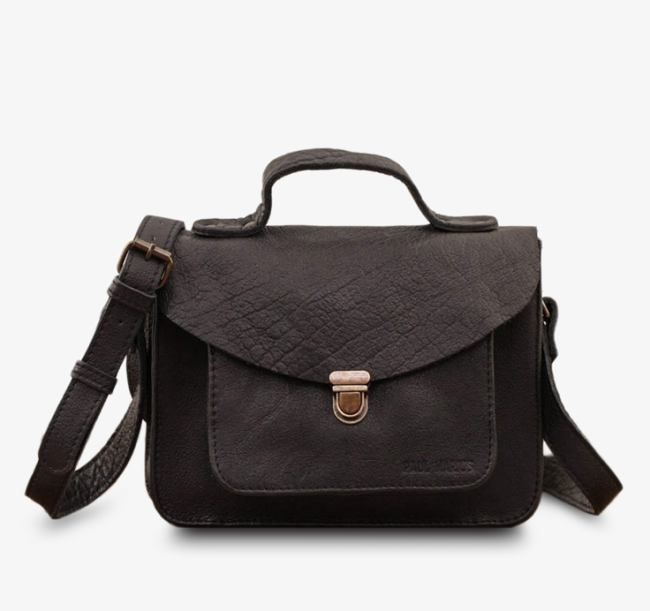 Sac bandoulière cuir noir femme Mademoiselle George - Holala