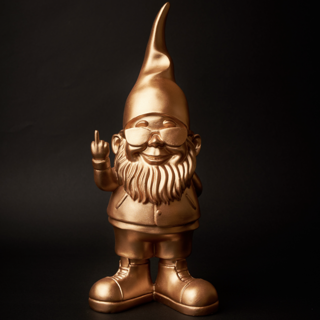 Statue nain mini bernardo gold doigt d'honneur