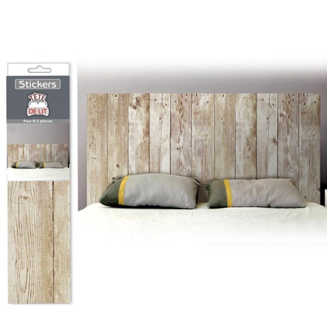 Stickers Tête de lit effet planches de bois