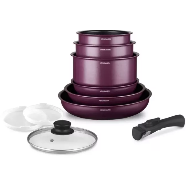 Batterie Cuisine 10 Pièces ARTHUR MARTIN Prune Induction